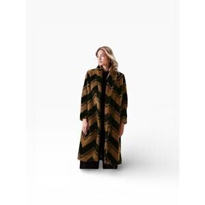New $300 Banana Republic Women’s MChevron Faux Fur Belted Long Coat Y2K Vintage
